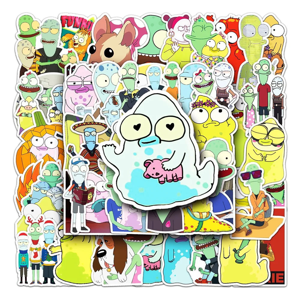 50pcs Funny Animated Solar Opposites Stickers For Toys Luggage Laptop Ipad Skateboard Fridge Car Stickers