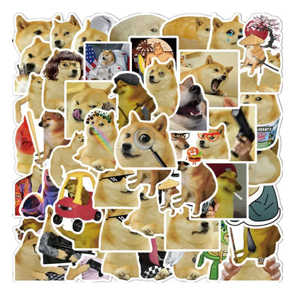 50PCS Funny Doge Meme Series Stickers for Luggage Laptop IPad Journal Guitar Phone Case Waterproof Stickers