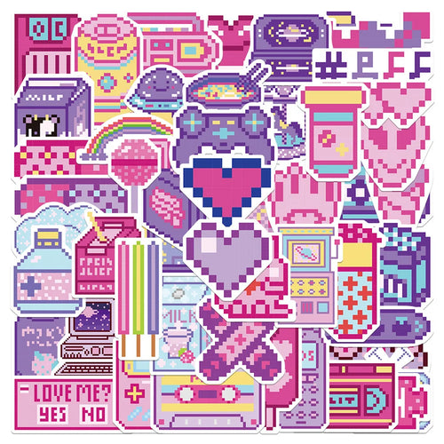 50PCS   InsPixel Style Trendy Graffiti Waterproof Sticker Toy Decoration Notebook Children Gift Ipad  PVC Sticker