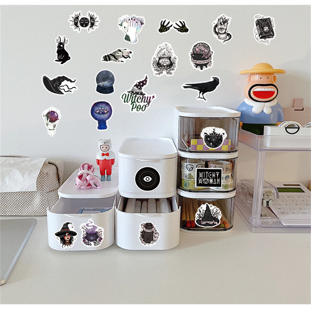 50PCS Cartoon Witch Stickers - Magical Spell Decals for Halloween, Planners, Water Bottles & Witchy Aesthetic Gifts