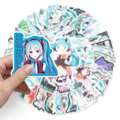 50PCS Cartoon Cute Miku Anime Graffiti Stickers for Luggage Laptop IPad Skateboard Gift Phone Case Car Stickers