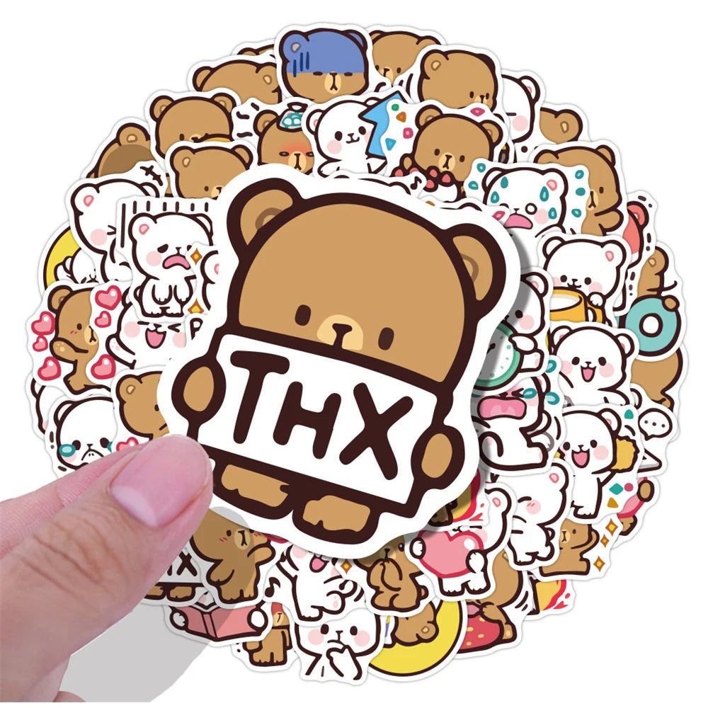 60PCS Angry Bear Stickers Cute Cartoon Graffiti Personality Decoration DIY Exquisite Decorative Decals Toys For Cell Phone Cases Water Cups Suitcases Popular Stickers