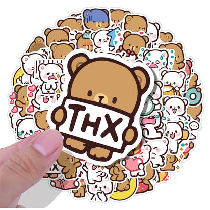 60PCS Angry Bear Stickers Cute Cartoon Graffiti Personality Decoration DIY Exquisite Decorative Decals Toys For Cell Phone Cases Water Cups Suitcases Popular Stickers