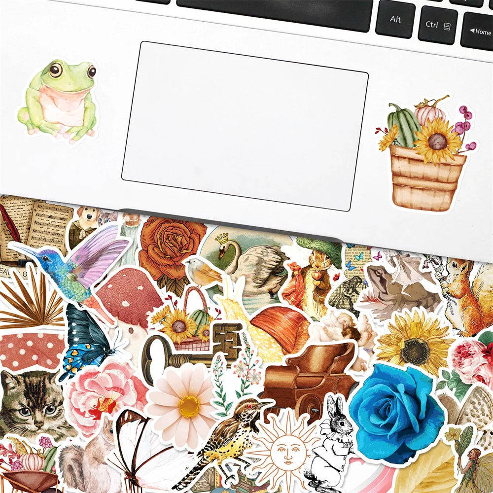 50PCS Retro Style Journal Art Stickers for Toy Luggage Laptop IPad Gift Skateboard Mug Waterproof Stickers