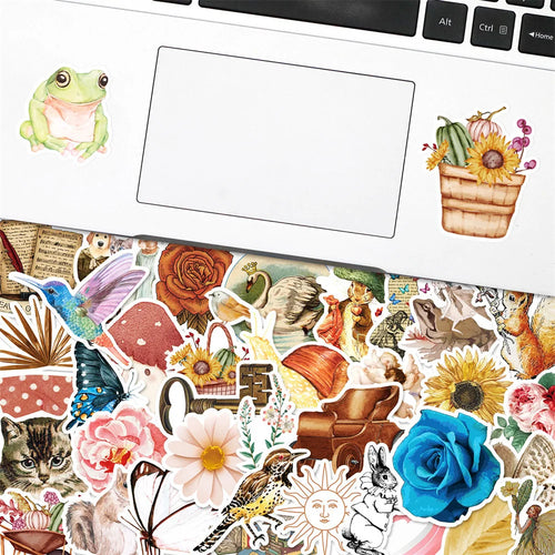 50PCS Retro Style Journal Art Stickers for Toy Luggage Laptop IPad Gift Skateboard Mug Waterproof Stickers