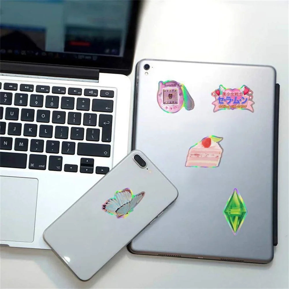 50PCS Retro Laser Girly Cool Graffiti Decal Stickers DIY Mobile Phone Case Luggage Laptop Kawaii Stickers