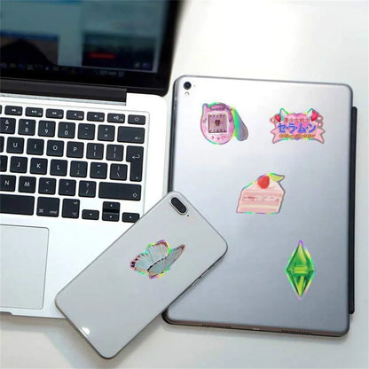 50PCS Retro Laser Girly Cool Graffiti Decal Stickers DIY Mobile Phone Case Luggage Laptop Kawaii Stickers