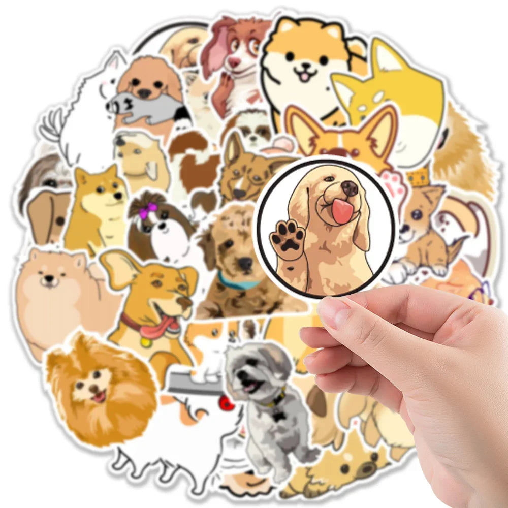 50pcs Cute Pomeranian Shiba Inu Golden Retriever Dog Mixed Cartoon Sticker For IPad Toys Skateboard Refrigerator
