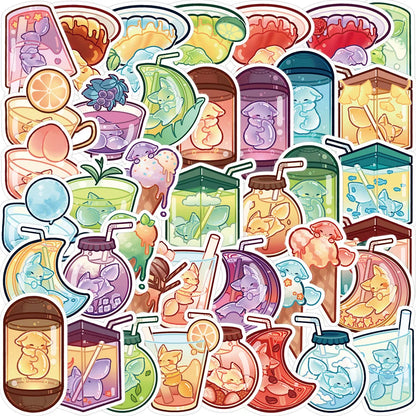 40PCS Cartoon Jelly Fox INS Small Fresh Graffiti Stickers Personalized DIY Decorative Stickers IPad Luggage Laptop Guitar Computer Decorative Decals Toys