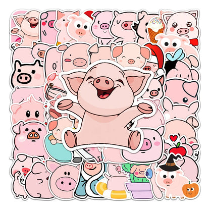 50PCS Cute Piggy Personality Cartoon Luggage Trend Graffiti Sticker Notebook Computer Skateboard Water Cup Guitar