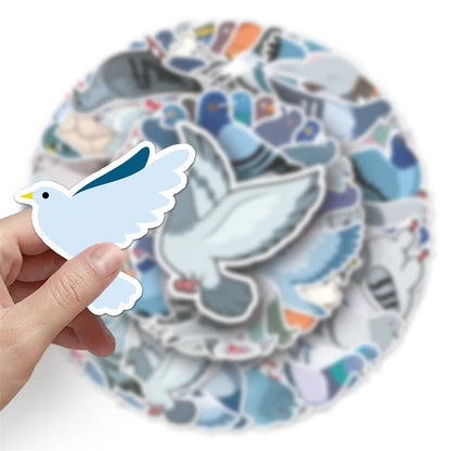 50 pieces of cartoon pigeon animal graffiti stickers, personalized, fashionable and creative decorative exquisite stickers, cups, guitars, helmets, refrigerators, popular decal toys