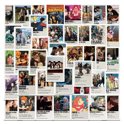 51pieces of classic anime, American TV series and movie graffiti stickers, personalized, fashionable, creative and trendy DIY exquisite decorative stickers, refrigerator, toy, skateboard, guitar, water cup and popular stickers