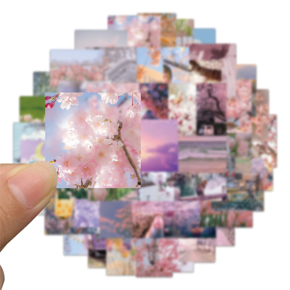 65PCS Spring Wallpaper Stickers, Removable Floral & Nature Cartoon Doodles for Room Decor and Fresh Vibes
