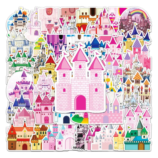 50PCS Castle Graffiti Stickers Cute Cartoon Ins Style Korean Stickers DIY Skateboard Luggage Stickers Waterproof
