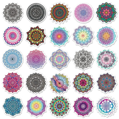50PCS Cartoon Mandala Sticker Graffiti iPad Luggage Notebook Car  Computer DIY Pattern Scrapbook Toys Decoration