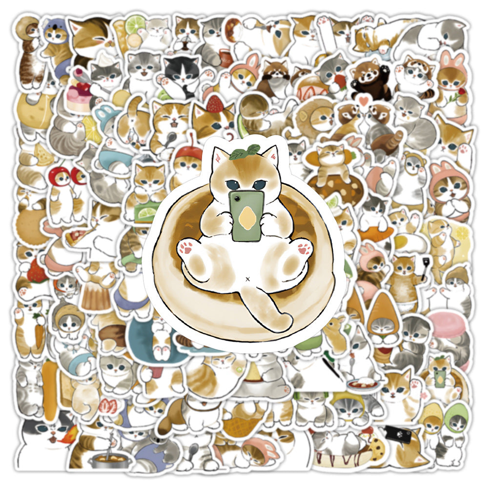 100PCS Cute Kitten Doodle Stickers, Bulk Cartoon Cat Decals for Endless Cuteness, Planners, and Stress Relief