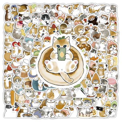 100PCS Cute Kitten Doodle Stickers, Bulk Cartoon Cat Decals for Endless Cuteness, Planners, and Stress Relief