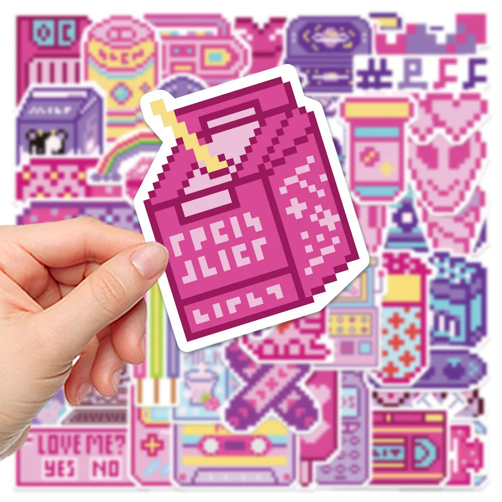 50PCS   InsPixel Style Trendy Graffiti Waterproof Sticker Toy Decoration Notebook Children Gift Ipad  PVC Sticker