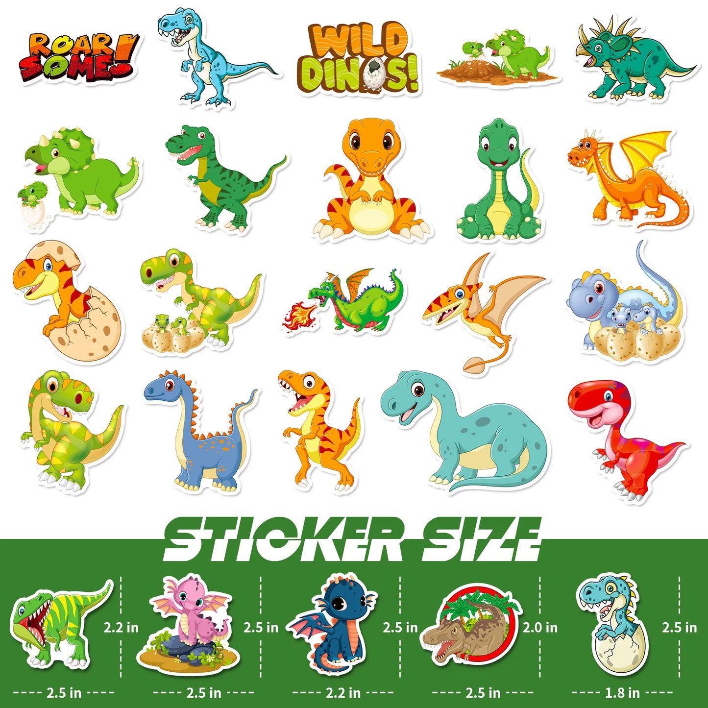 50PCS Cartoon Dinosaur Sticker New personal Sticker Water Skateboard Waterproof Toy Graffiti Sticker