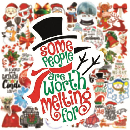 50 pieces of cartoon Christmas graffiti stickers, personalized, fashionable and creative decorated exquisite decal toys, refrigerators, skateboards, cups, helmets, guitars and popular stickers