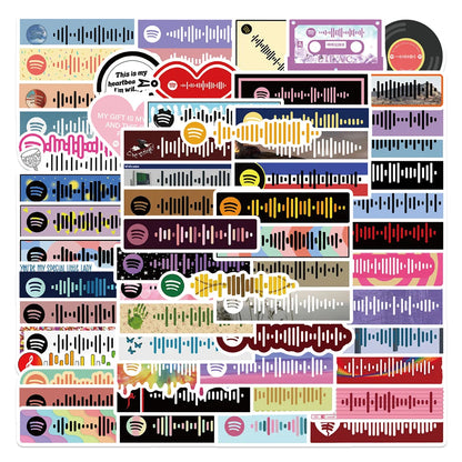 68PCS Color Music Symbols Graffiti Stickers DIY Decorative Luggage Motorcycle Guitar Waterproof Removable