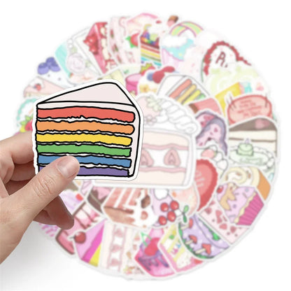 50PCS Cake Cartoon Small Fresh Graffiti Waterproof Sticker Creative Personality Cup Refrigerator Guitar Notebook