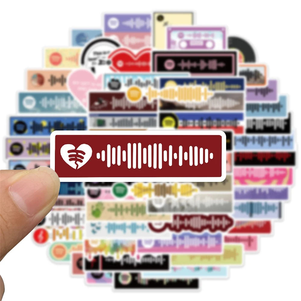 68PCS Color Music Symbols Graffiti Stickers DIY Decorative Luggage Motorcycle Guitar Waterproof Removable