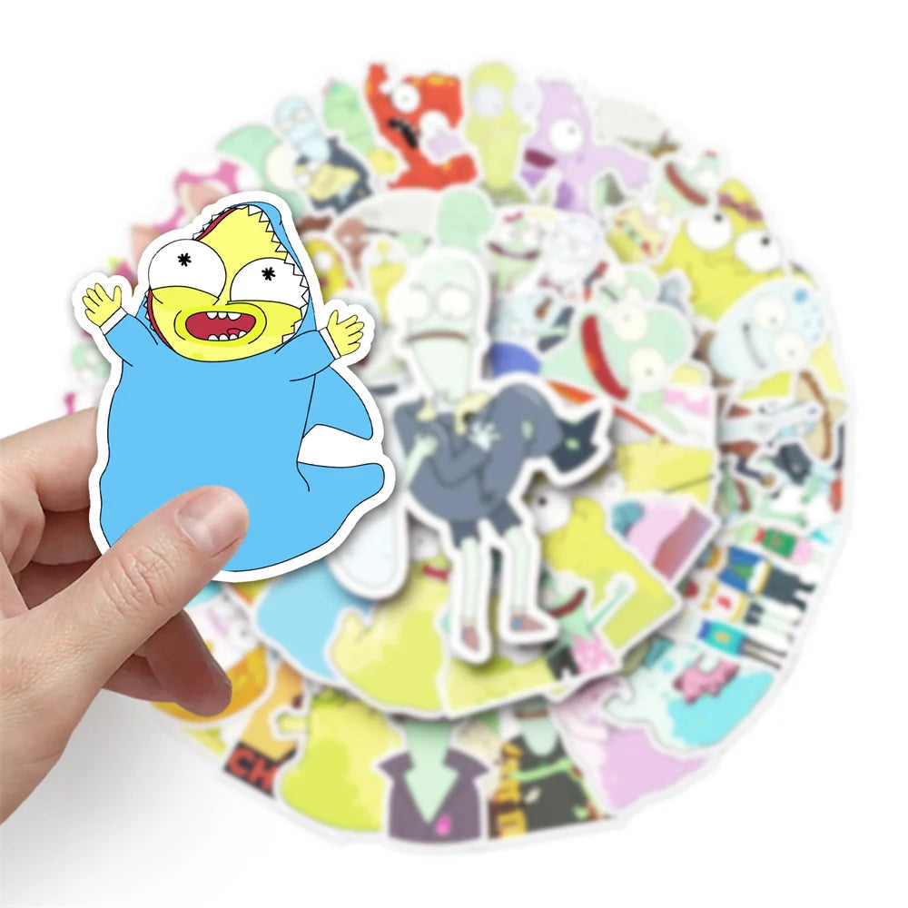 50pcs Funny Animated Solar Opposites Stickers For Toys Luggage Laptop Ipad Skateboard Fridge Car Stickers