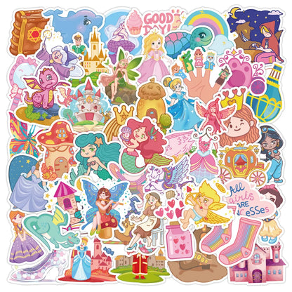 50PCS Princess Series Fairytale Castle Sticker Toy DIY Skateboard Laptop Luggage Ipad Cartoon Decal Sticker