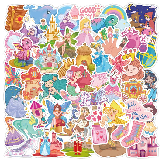 50PCS Princess Series Fairytale Castle Sticker Toy DIY Skateboard Laptop Luggage Ipad Cartoon Decal Sticker