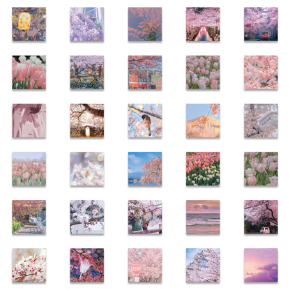 65PCS Spring Wallpaper Stickers, Removable Floral & Nature Cartoon Doodles for Room Decor and Fresh Vibes