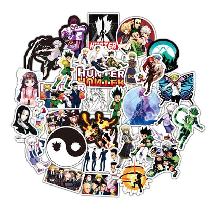 50PCS classic anime HUNTER × HUNTER cartoon character graffiti stickers, personalized, fashionable and creative DIY trendy and exquisite decorative stickers for bags, laptops, scooters, water cups, cars, and popular stickers for toys