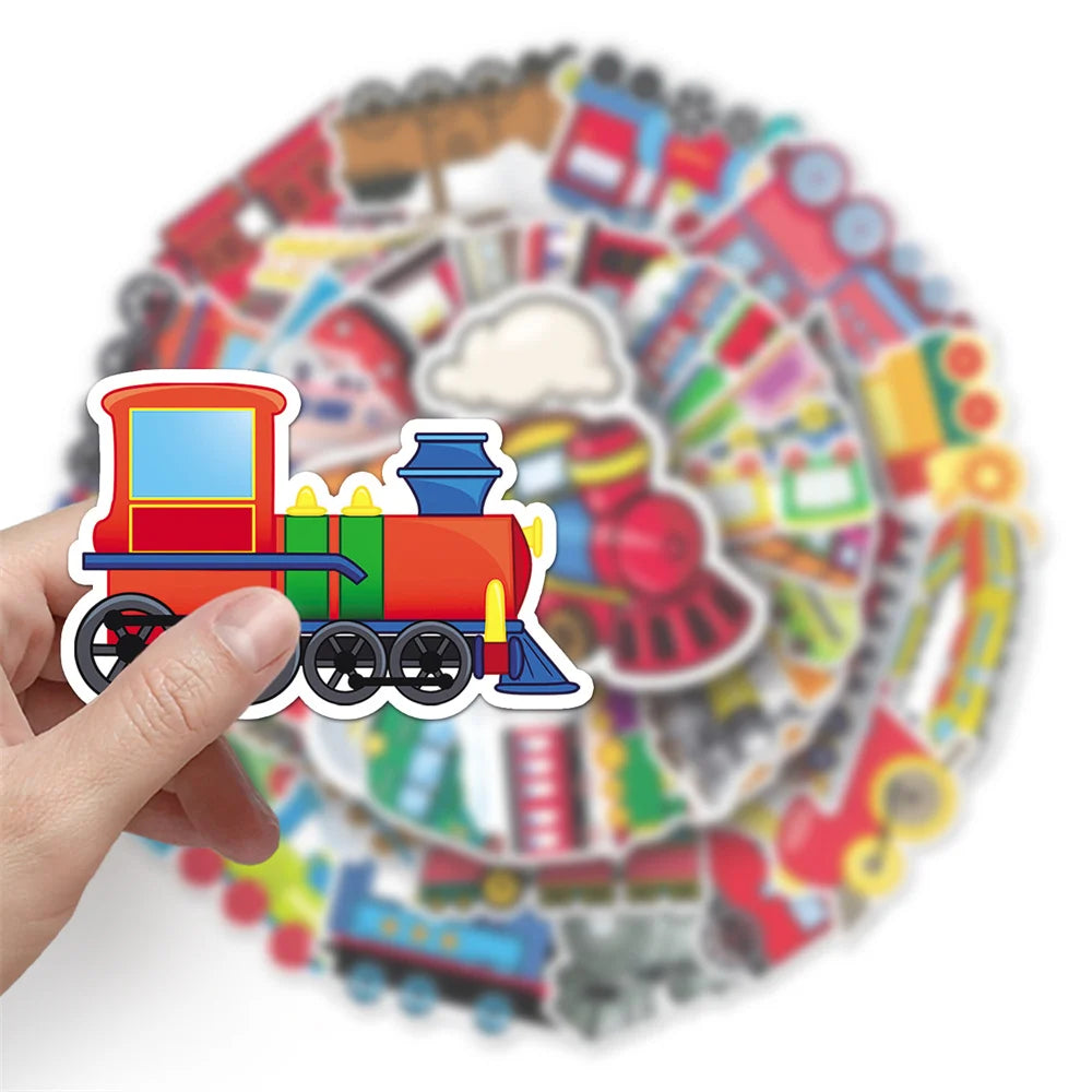 50 pieces of cartoon train graffiti stickers, personalized, fashionable and creative DIY decorative sticker toys, refrigerator, guitar, water cup, helmet, popular stickers