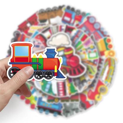 50 pieces of cartoon train graffiti stickers, personalized, fashionable and creative DIY decorative sticker toys, refrigerator, guitar, water cup, helmet, popular stickers