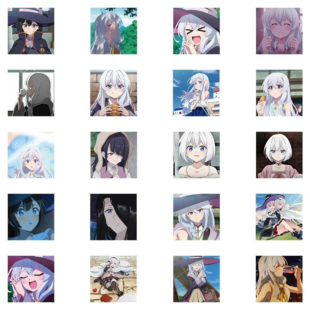 62PCS Anime Cartoon Cute Witch Trip Graffiti Stickers Personalized Fashion Creative DIY Decorative Stickers Luggage Laptop IPad Skateboard Helmet Popular Decals Toys
