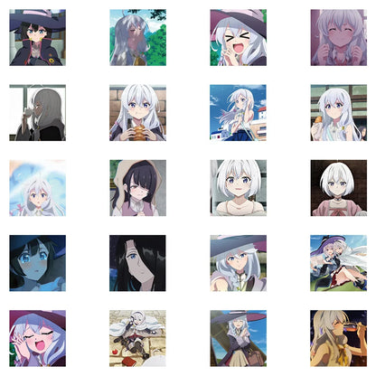 62PCS Anime Cartoon Cute Witch Trip Graffiti Stickers Personalized Fashion Creative DIY Decorative Stickers Luggage Laptop IPad Skateboard Helmet Popular Decals Toys