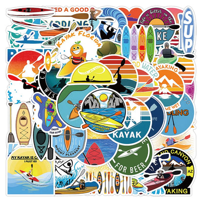 50PCS Cool Popular Cartoon Kayak Skateboard Guitar Decoration Graffiti DIY New Waterproof PVC Manual Sticker Toys