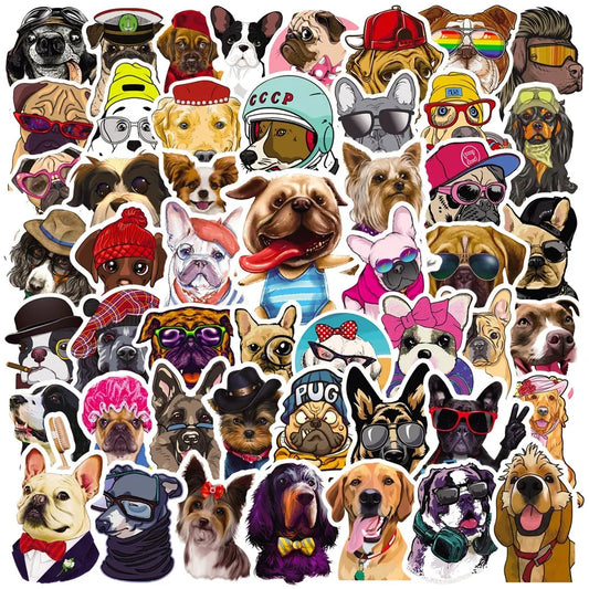50PCS Dog Graffiti Waterproof Sticker Cartoon Cute Pet Creative Trend Personalized Decoration DIY Guitar Suitcase