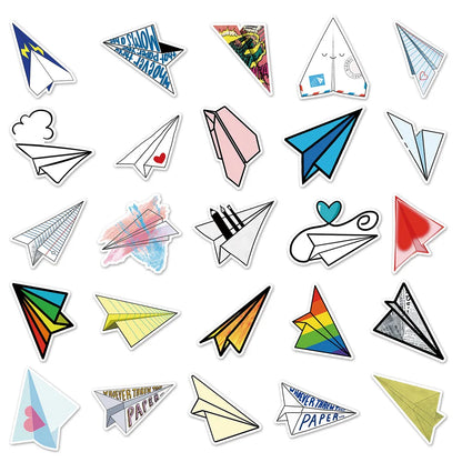 50PCS Paper Airplane Cartoon Personality Creative Graffiti Sticker   Suitcase Guitar Computer Waterproof Sticker
