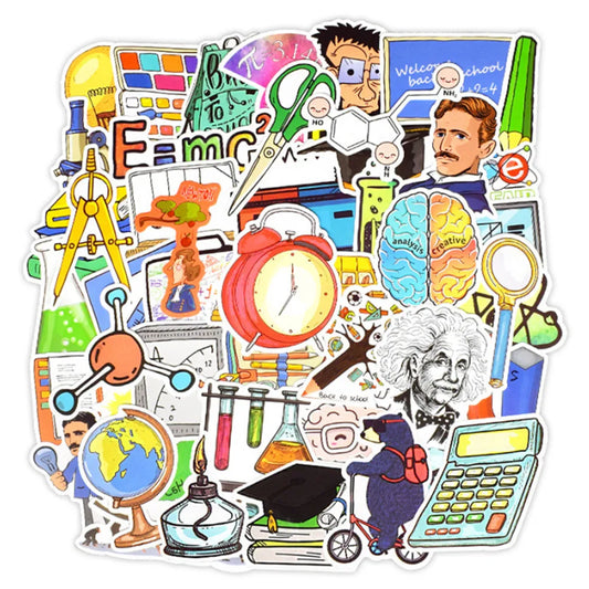 50 pieces of cartoon experimental science education graffiti stickers, personalized DIY luggage, laptop, Ipad, phone case, car sticker toys