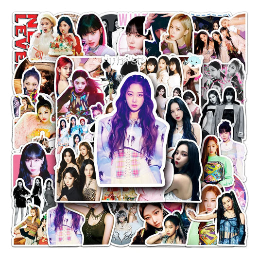 50PCS Aespa Idol Graffiti Waterproof Sticker Creative Decoration Refrigerator Skateboard Water Cup Helmet Guitar