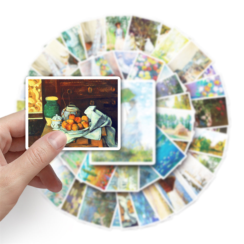 50PCS Monet Impressionist Art Stickers, Water Lily & Garden Oil Painting Doodles for Art Lovers and Elegant Journals
