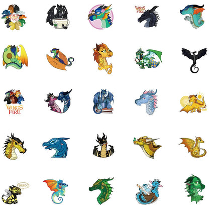 50PCS Popular Novel Wings of Fire Dragon Sticker for Laptop IPad Luggage Gift Journal Waterproof Sticker