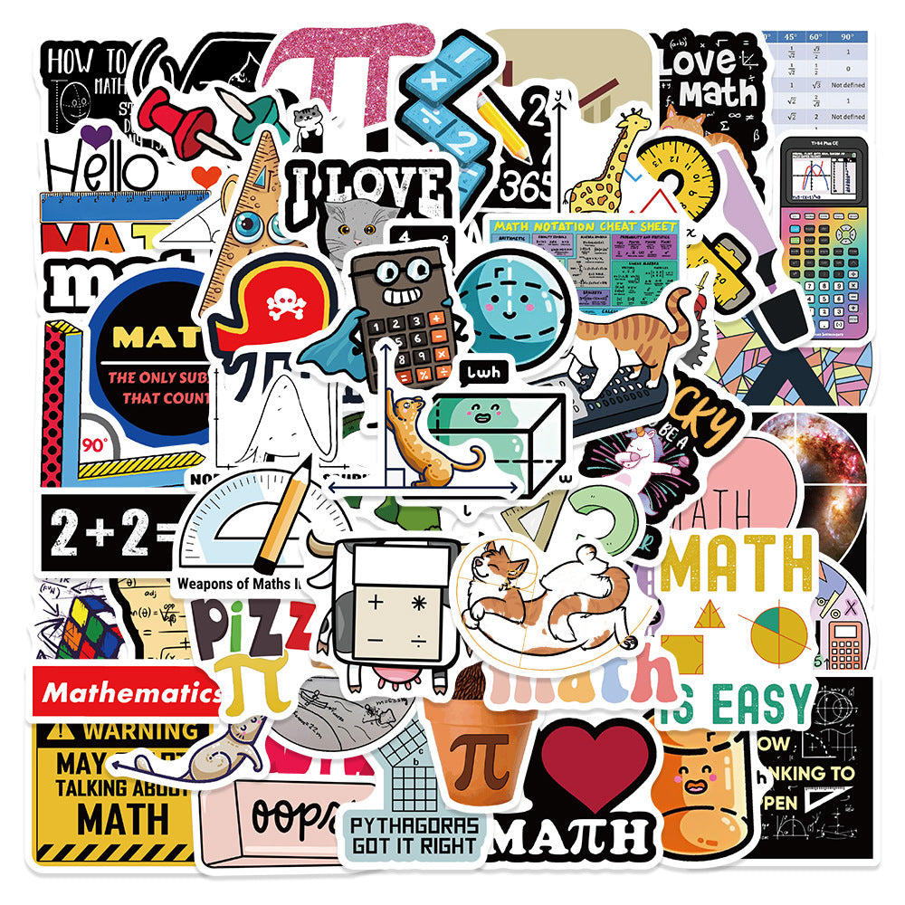 50PCS Math Doodle Stickers, Cartoon Formula & Calculator Decals for Student Planners, Notes, and School Supplies