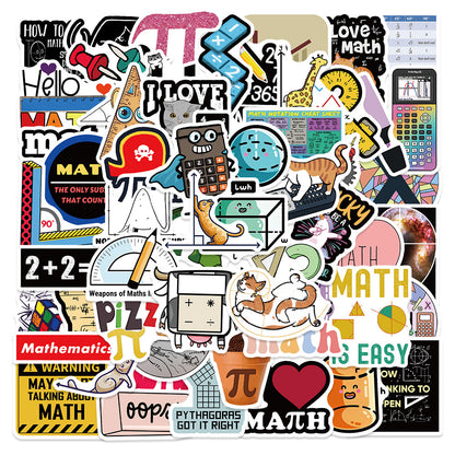 50PCS Math Doodle Stickers, Cartoon Formula & Calculator Decals for Student Planners, Notes, and School Supplies