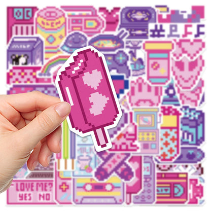 50PCS   InsPixel Style Trendy Graffiti Waterproof Sticker Toy Decoration Notebook Children Gift Ipad  PVC Sticker