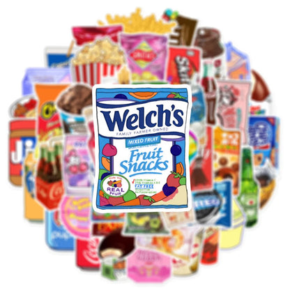 50PCS Snack Packaging Cartoon Trendy Graffiti Sticker Waterproof ToyNotebook  iPadPVCSticker