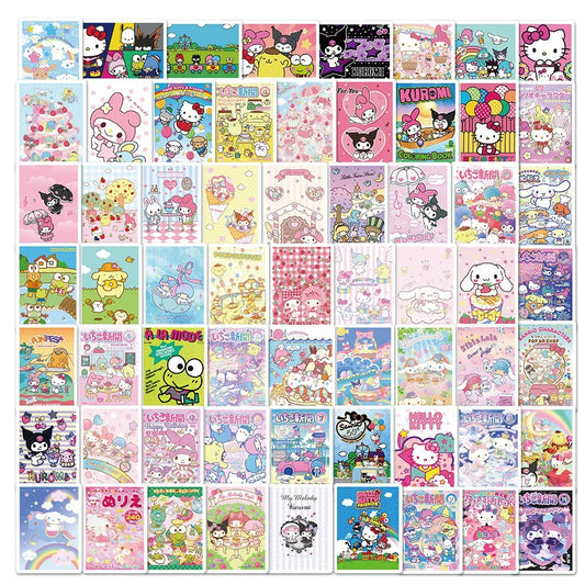 62PCS Hot Cute Cartoon Character Graffiti Stickers Luggage Phone Case Laptop IPad Water Cup Waterproof Stickers