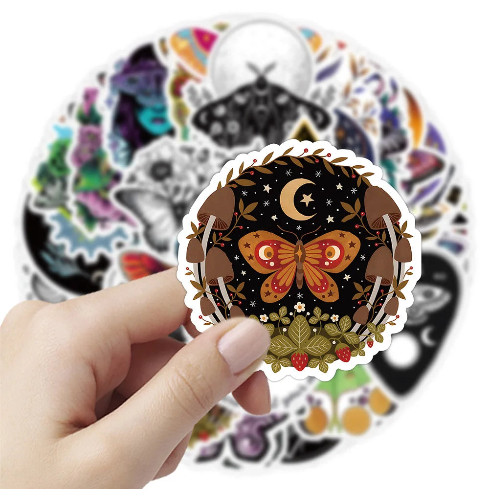 50PCS Popular Ghost Moth Stickers Pack Skateboard Guitar Decoration DIY Laptop Cartoon Waterproof Graffiti Decal