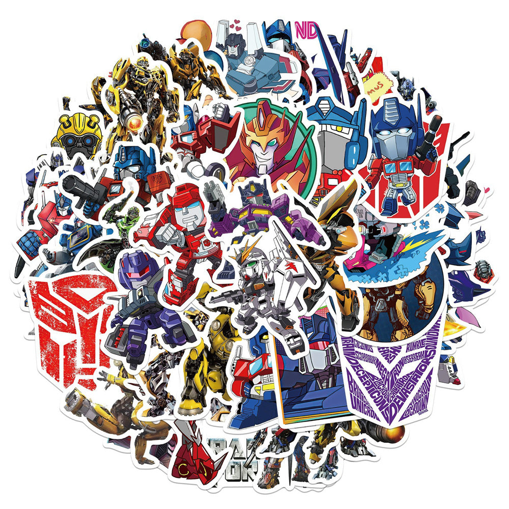 50PCS Transformers Graffiti Stickers for Trunks, Laptops, Skateboards, Refrigerators, Helmets, Water Bottles, Stationery Boxes, and More—Exquisite DIY Desktop Decor Decals